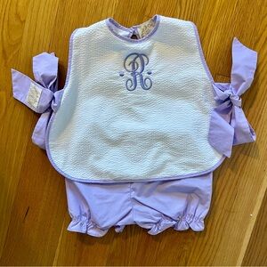 The Beaufort Bonnet Company Lavender Bib and Bloomer Set
